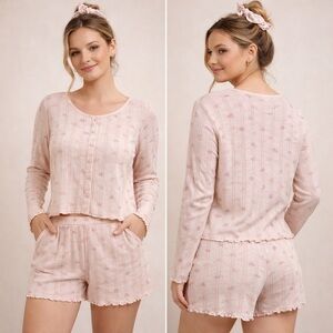 Pink Rose Textured Knit Top